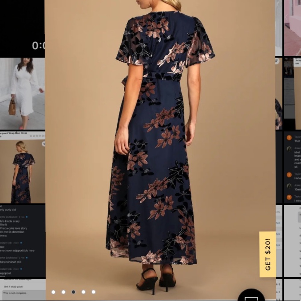 Lulus Navy blue velvet wrap dress
